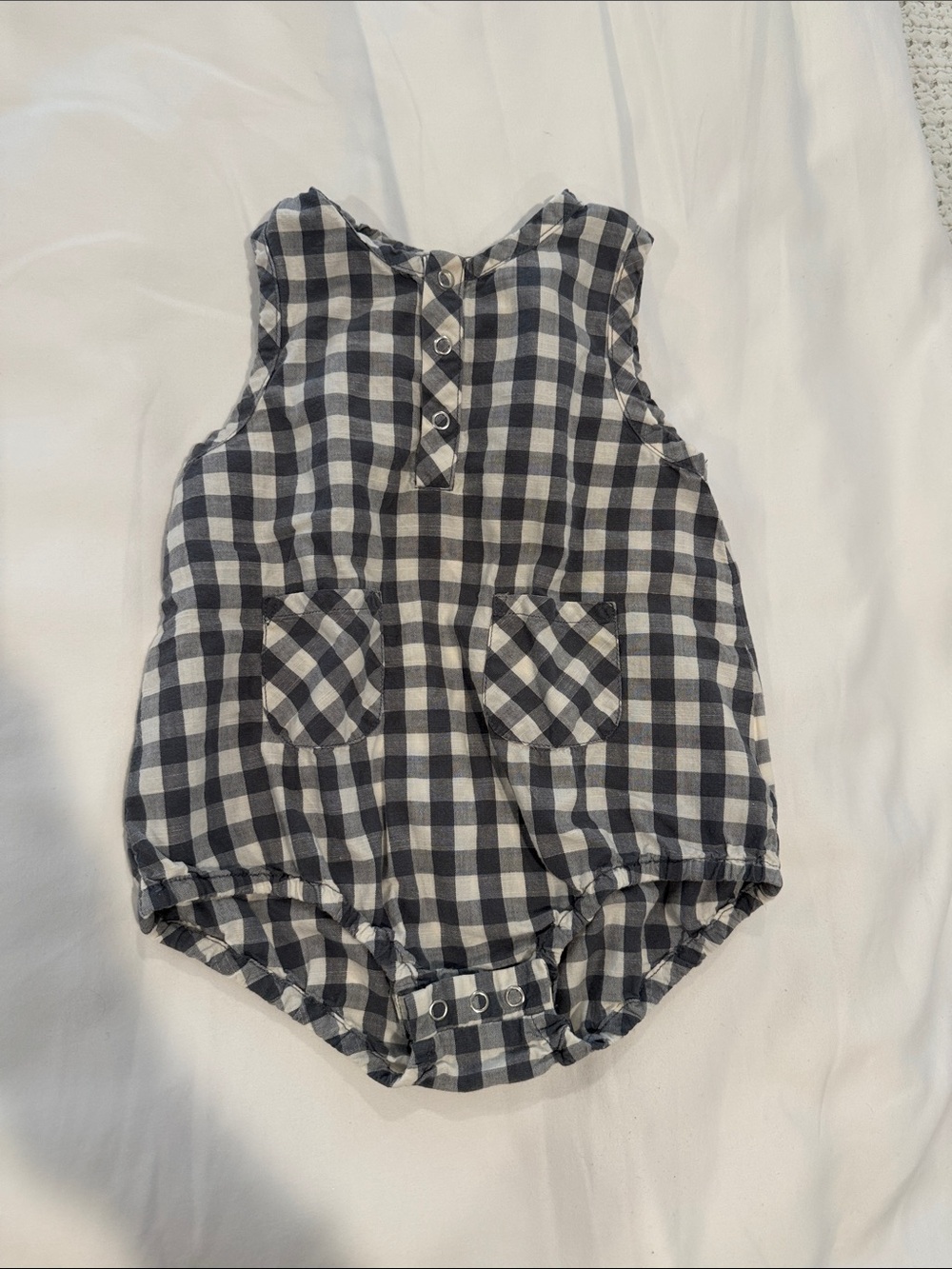 Gingham Sleeveless Baby Bubble Romper - Black & White
